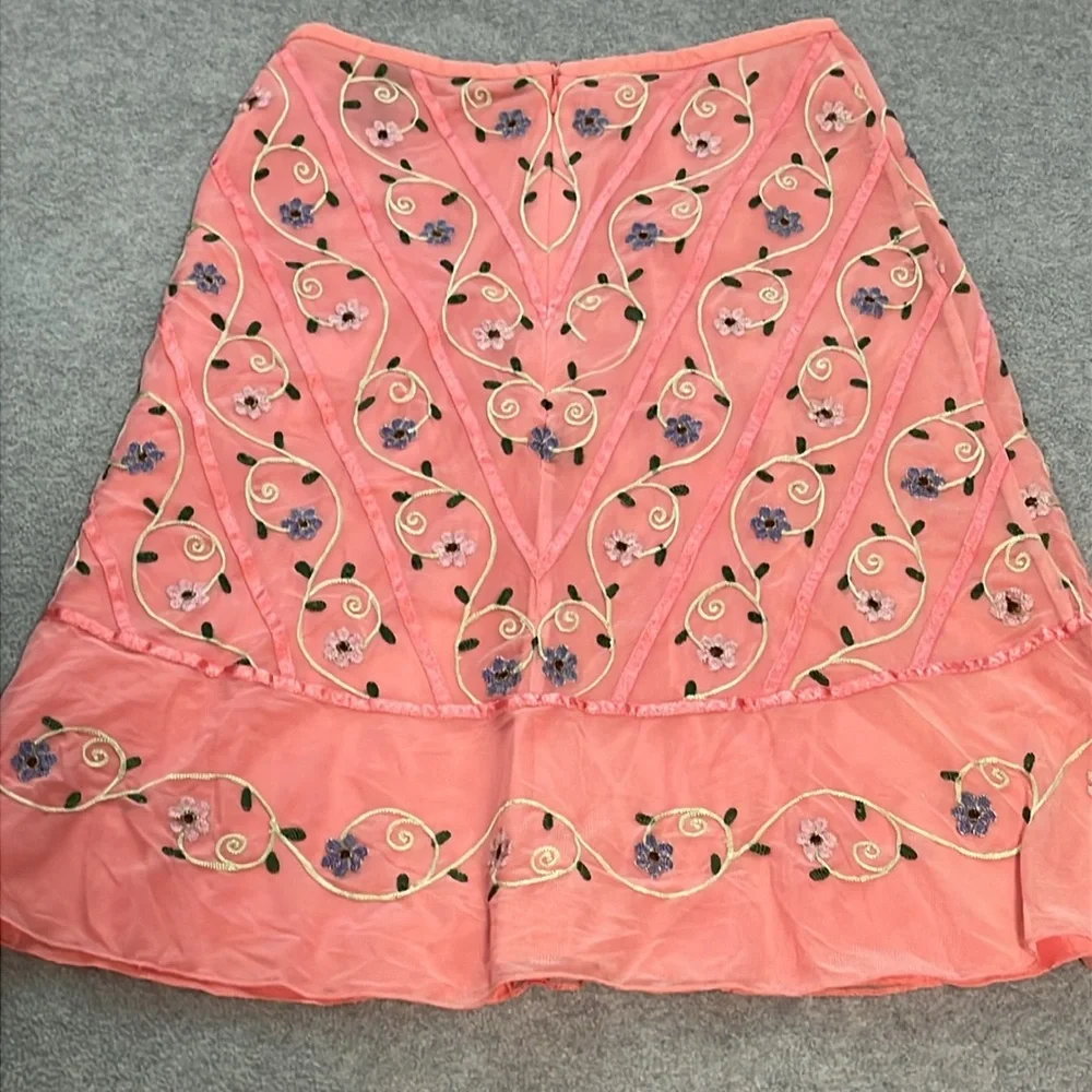 Fairy Floral Embroidered Skirt Size 2 Coquette Feminine Romantic Kawaii Spring